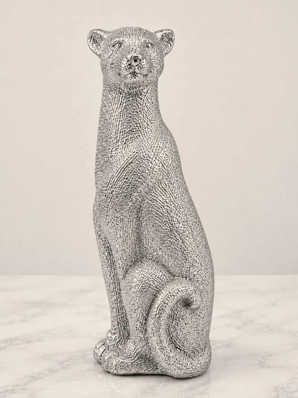 Sagebrook Home 12" Leopard Figurine Gold Textured Cheetah Cat Sculpture 15062